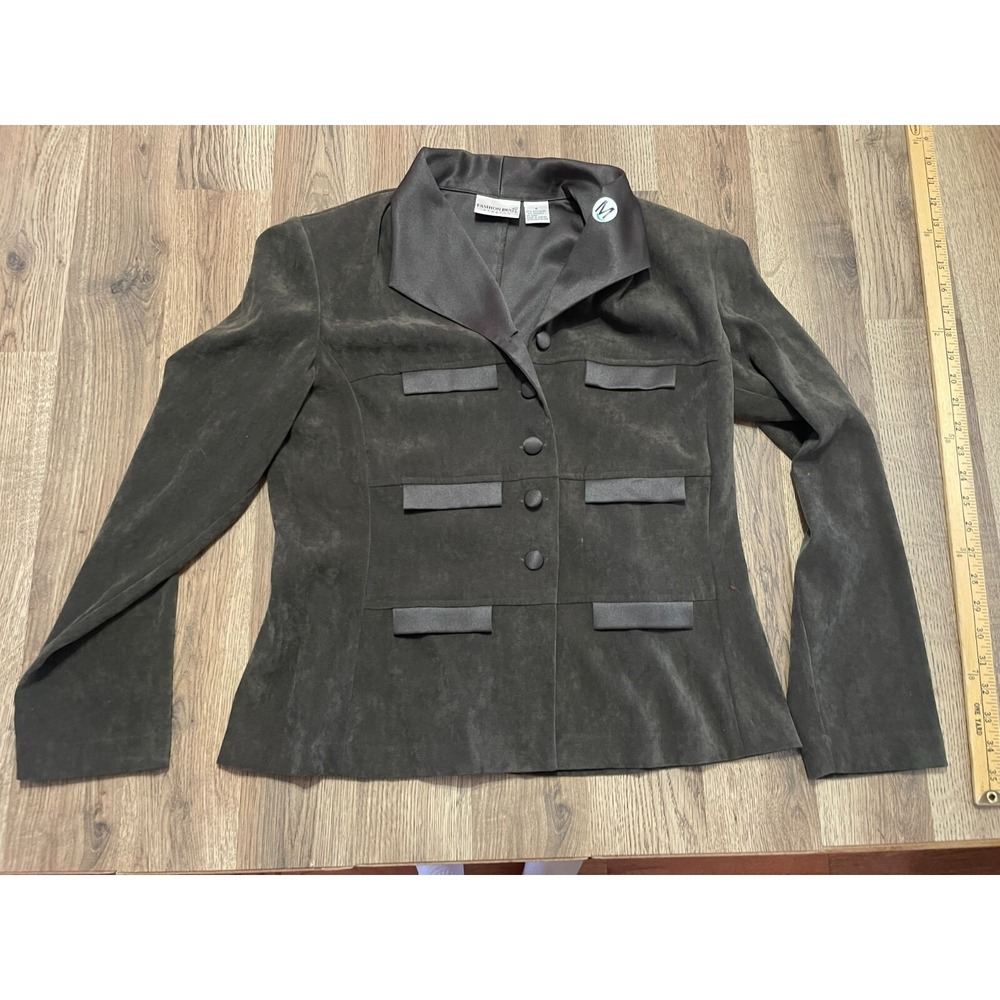 Fashion Bug Outfit, Women's 6, Green, Velvet, Stretch, Button Up Blazer & Pants